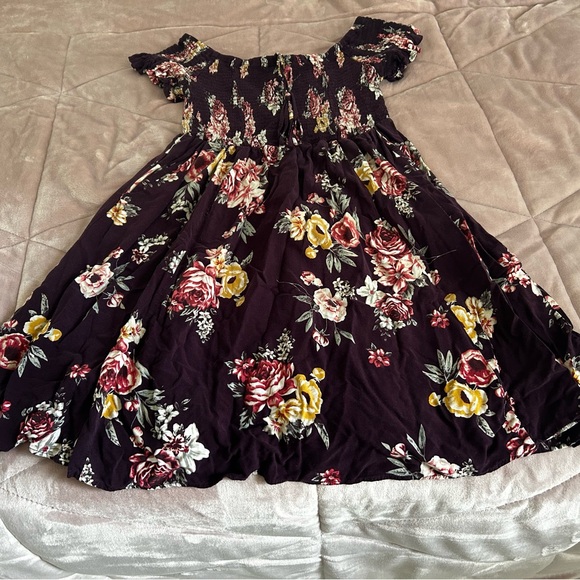 Torrid purple floral sun dress with ruching size 0 - Picture 1 of 4